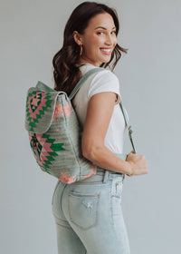 Slate, Green & Pink Aztec Backpack