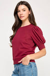 SHORT PUFF SLEEVE SWEATER