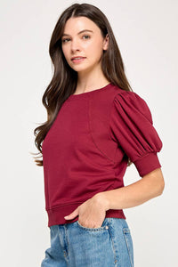SHORT PUFF SLEEVE SWEATER