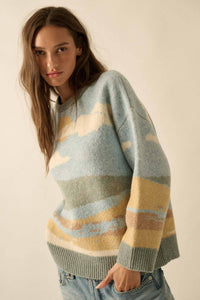 Beach Landscape Jacquard-Knit Sweater