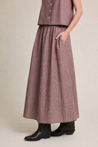 Striped Linen Blend Midi Skirt