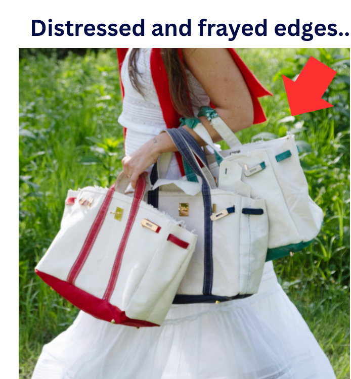 Canvas Tote Bag with Gold Buckle Hardware 