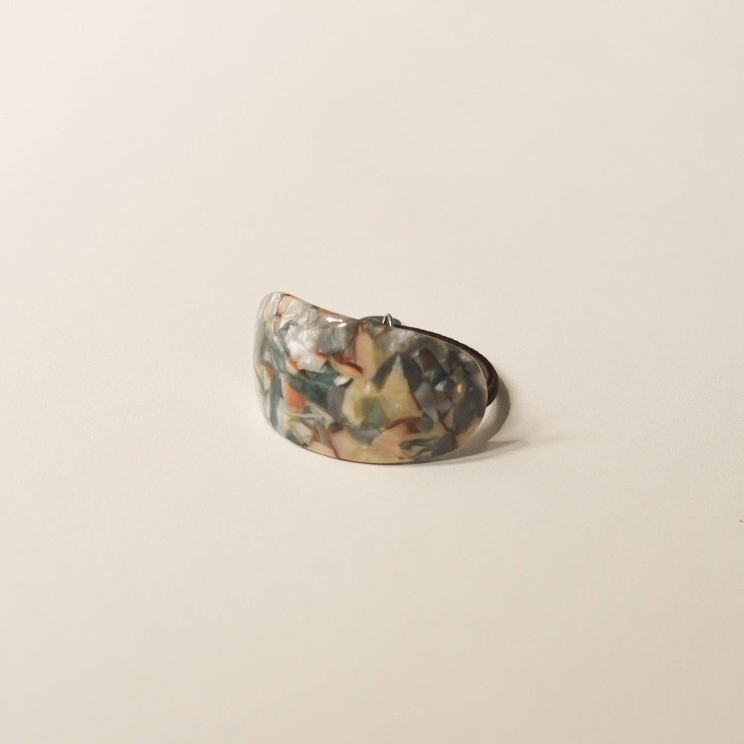 Curved Oval Resin Ponytail Hair Tie | Blue Marble