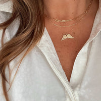 Rose Dainty Paperclip Layering Chain Necklace Gold Filled