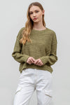 EXPOSED SEAM DROP SHOULDER PULLOVER SWEATER