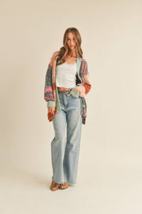 Oversized Color Block Cardigan