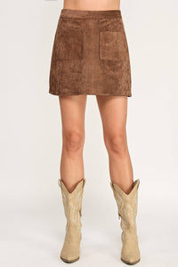 FRONT POCKET SUEDE MINI SKIRT