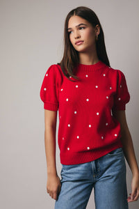 Polka Dot Embroidered Sweater