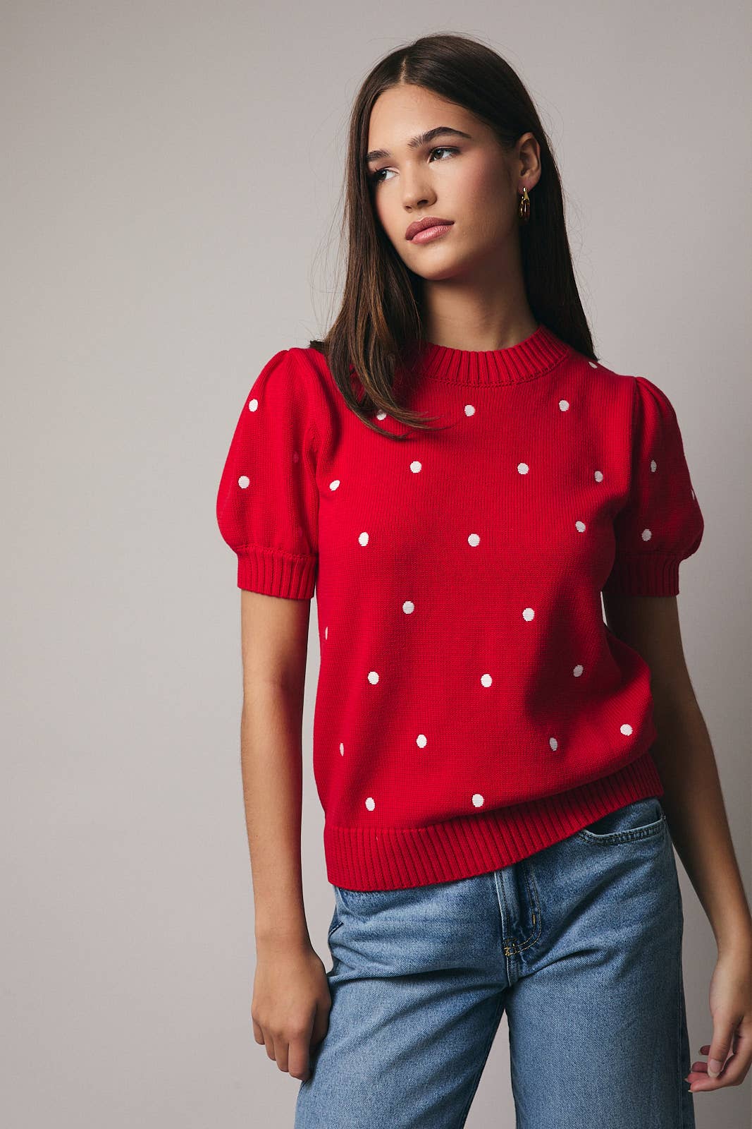 Polka Dot Embroidered Sweater