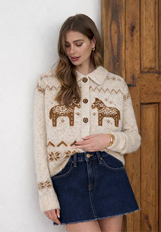 Nordic Pony Button Down Cardigan