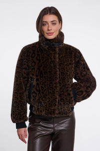 Ambra Short Faux Fur Jacket Leopard