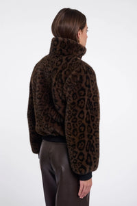 Ambra Short Faux Fur Jacket Leopard