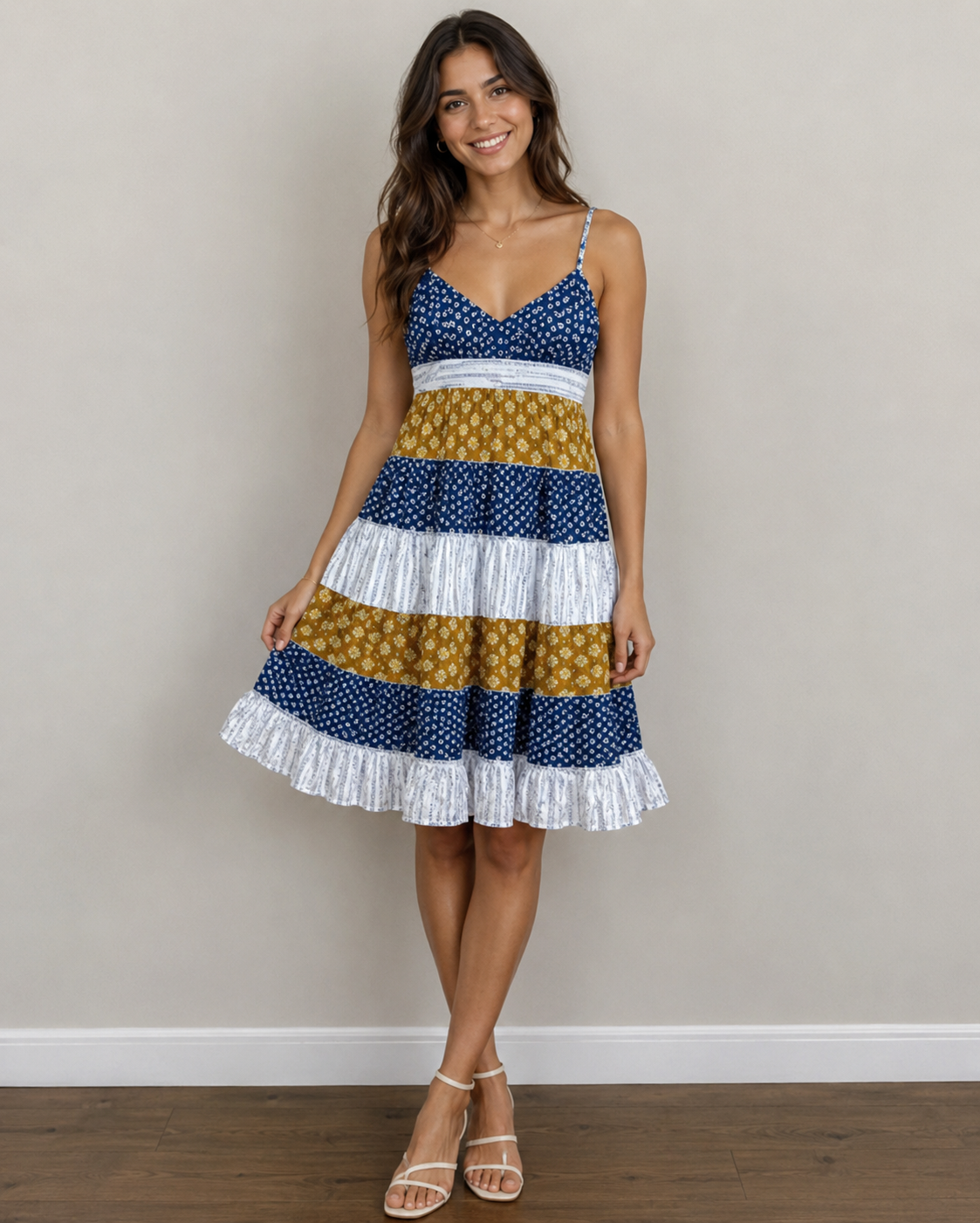 THML Thin Strap Patterned  Maxi Dress