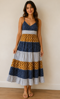 THML Thin Strap Patterned  Maxi Dress