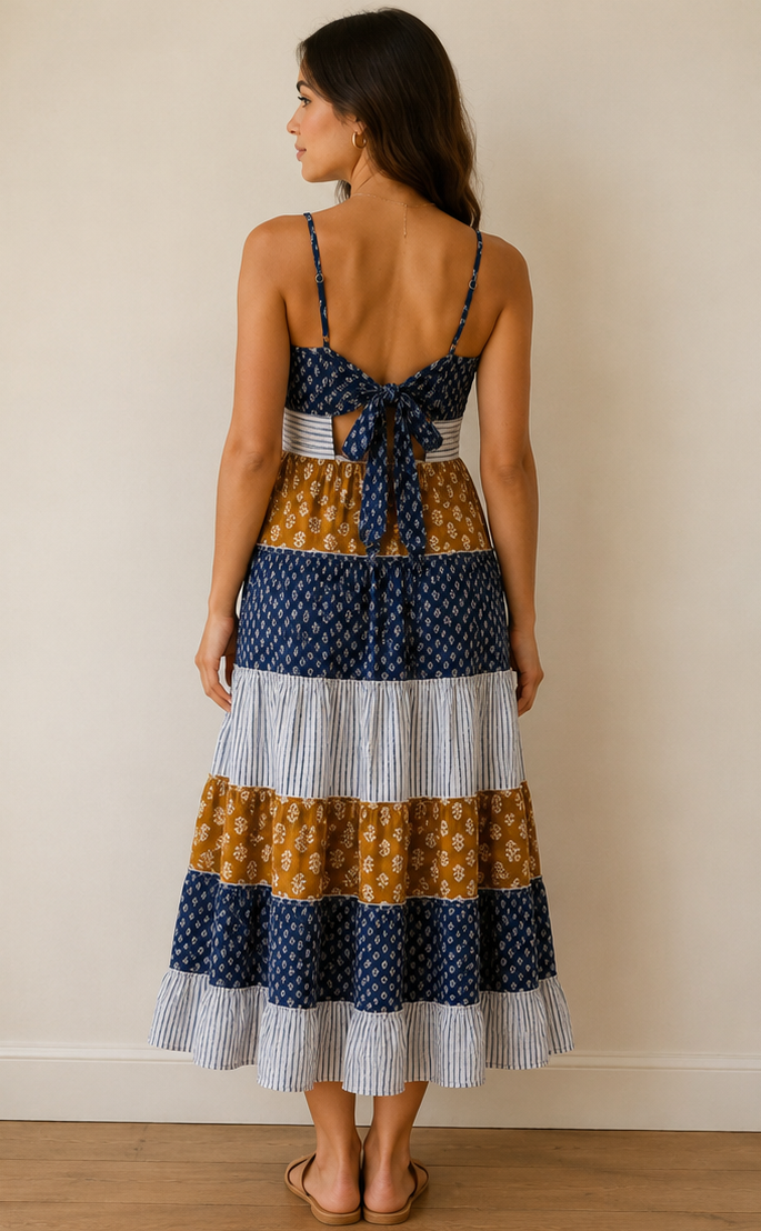THML Thin Strap Patterned  Maxi Dress