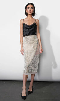 The Gianna Velvet Sequin Midi Skirt