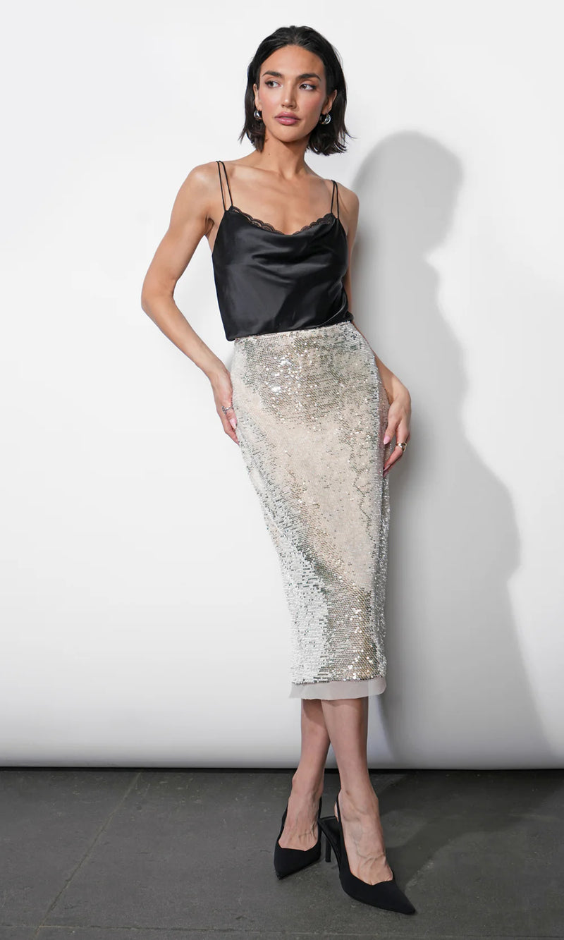 The Gianna Velvet Sequin Midi Skirt