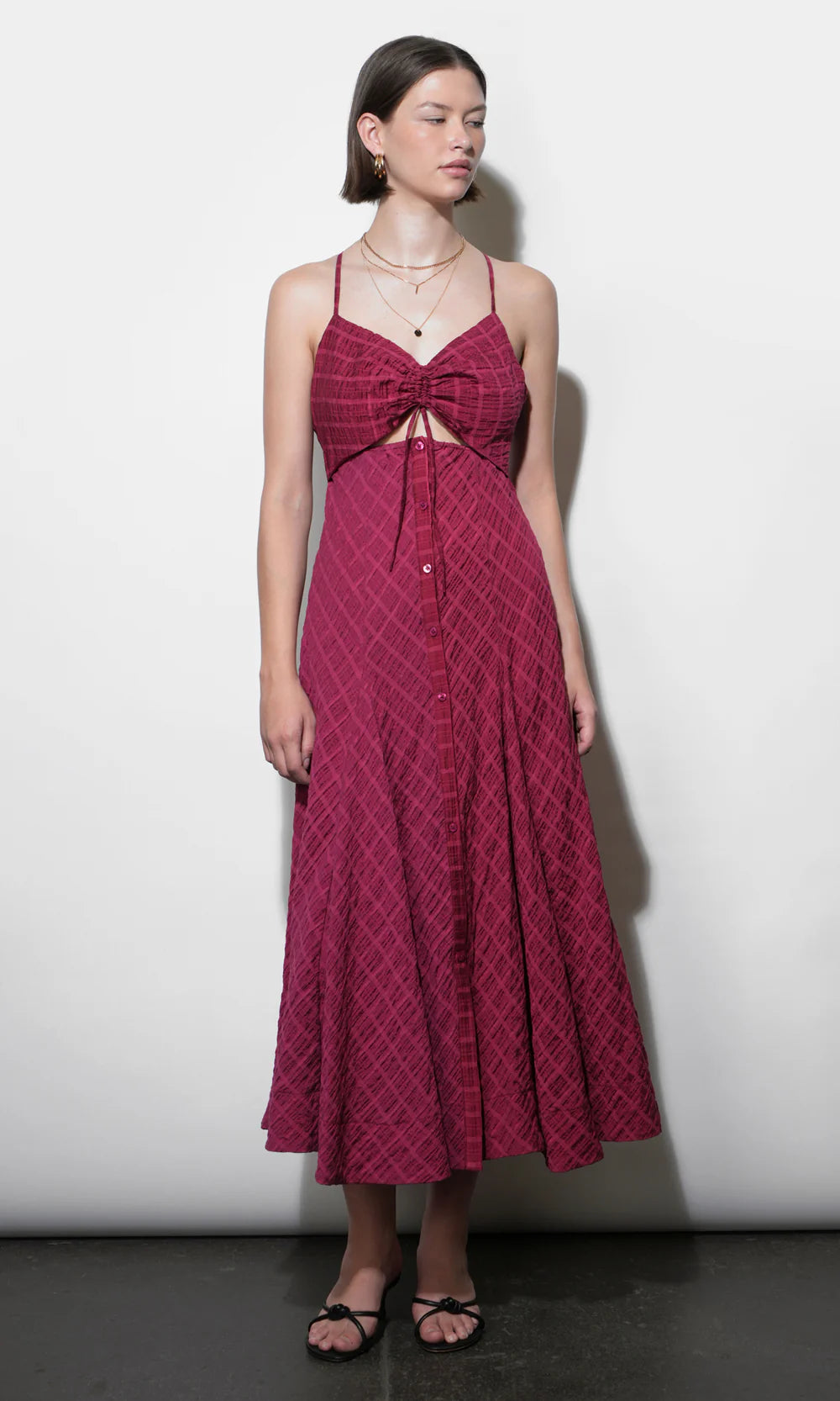 Maria Ruche Cut Out  Maxi Dress