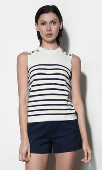 Elaine Sleeveless Stripe Sweater Top