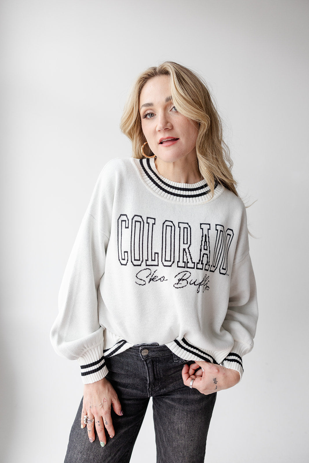 Colorado Queen Oversized Striped Crew Sweater
