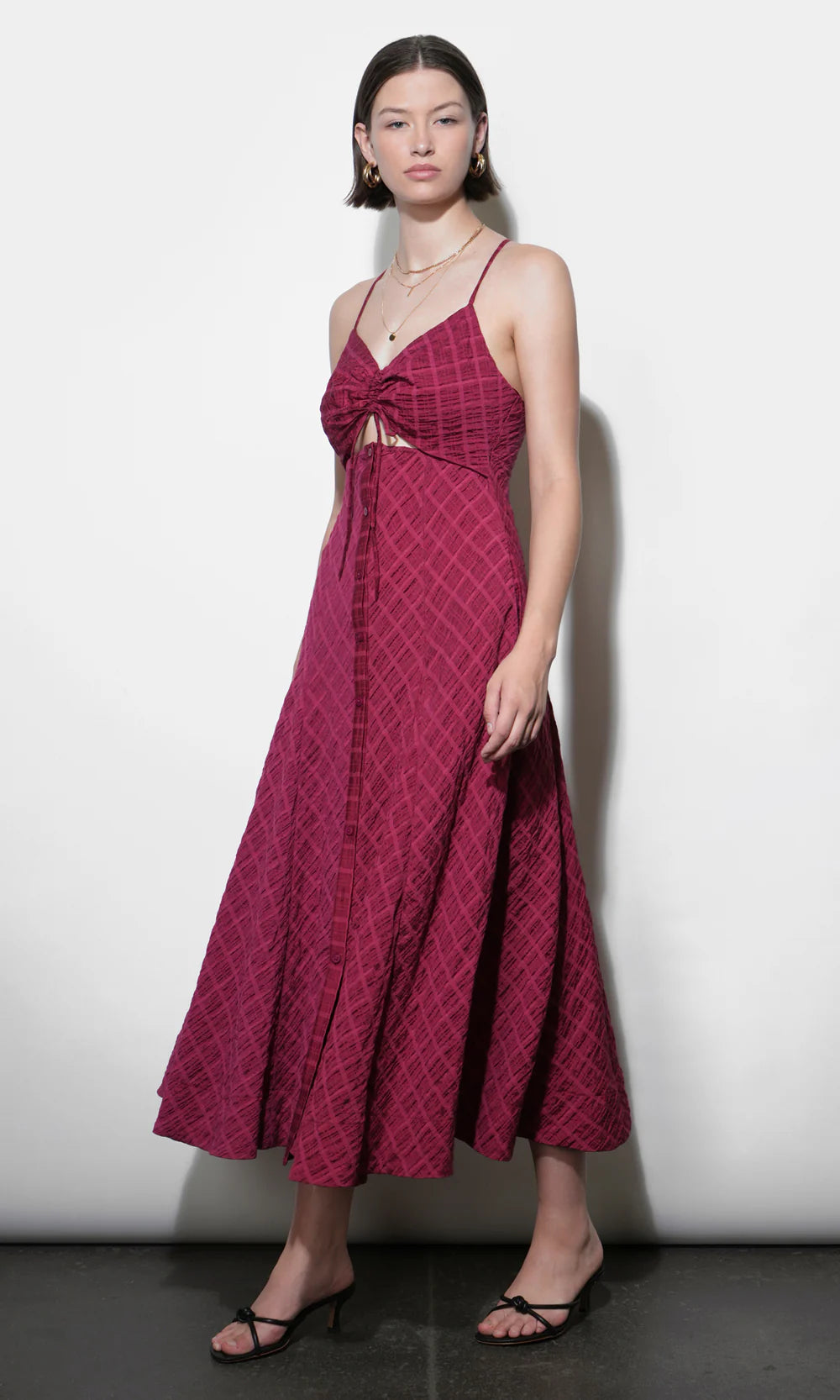 Maria Ruche Cut Out  Maxi Dress