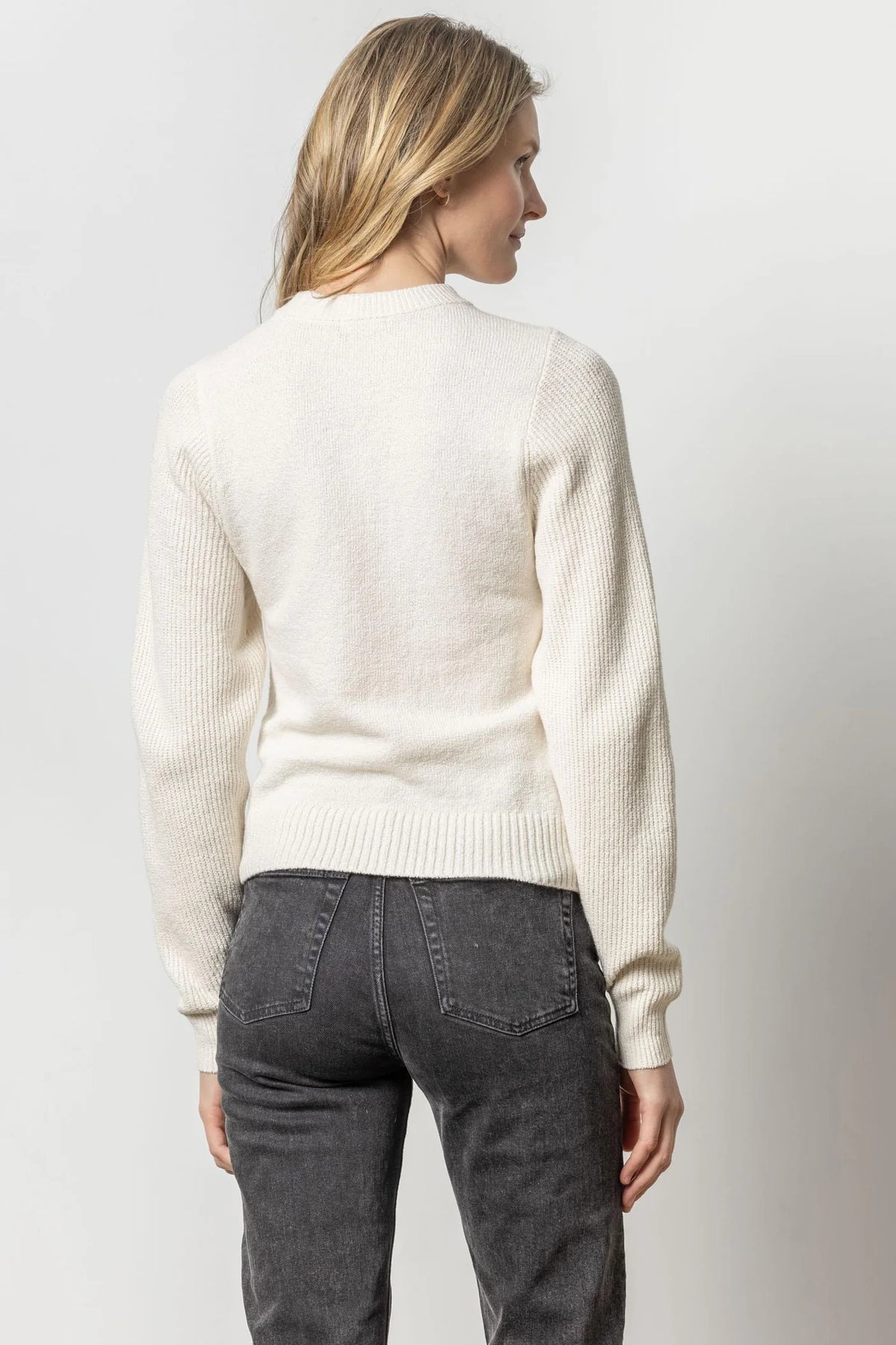 Rib Sleeve Crewneck Sweater