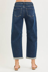 Risen SLOUCHY CROP BARREL TEXTURED JEANS