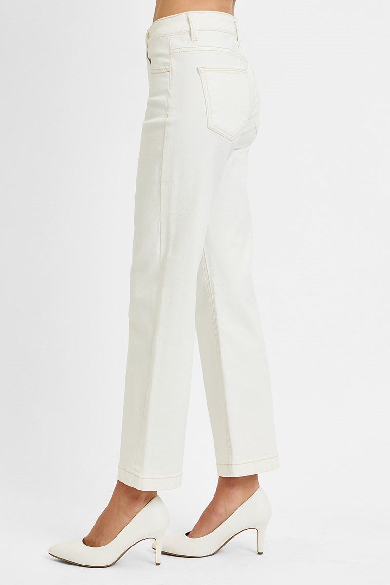 Risen Ankle Straight Jeans