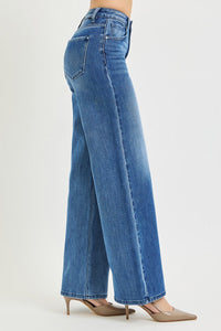 Risen High Rise Wide Jeans two tone wash