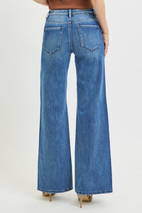 Risen High Rise Wide Jeans two tone wash