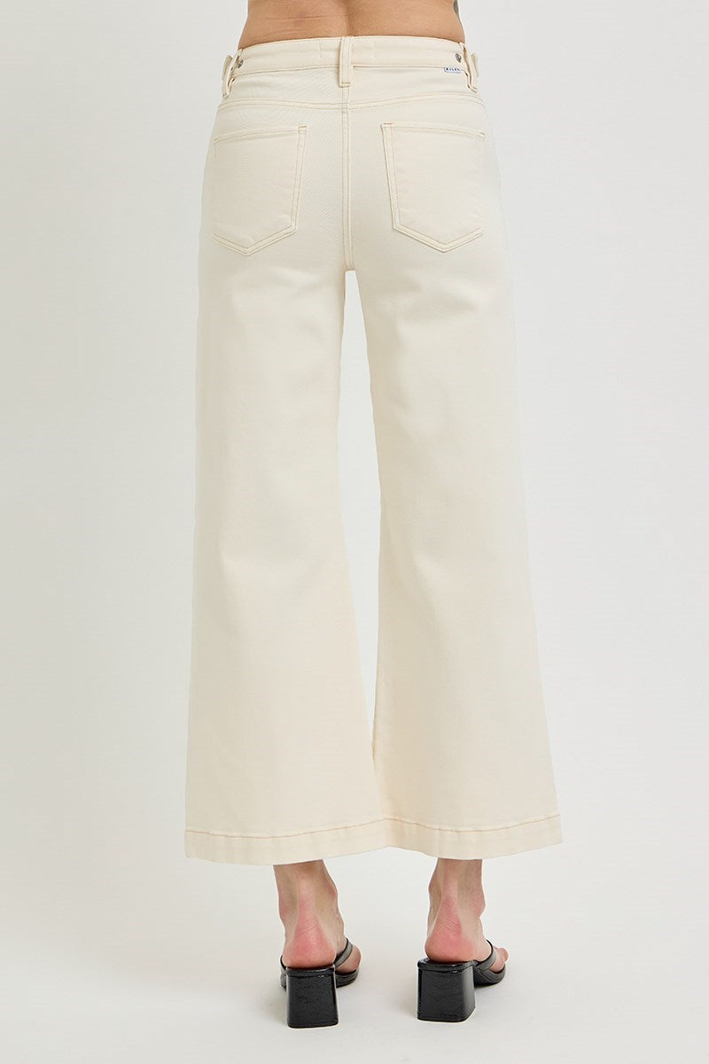 Risen High Rise Crop Wide Adjustable WB Pants-Stretchy
