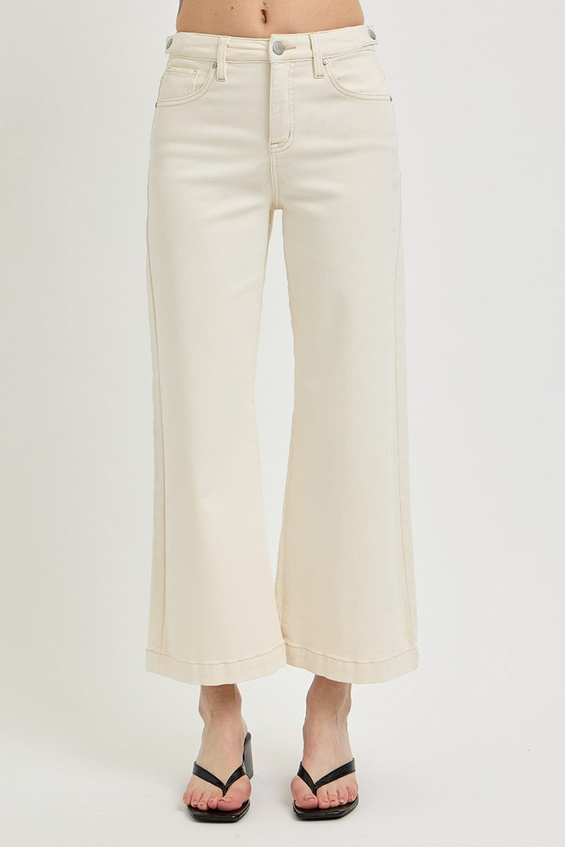 Risen High Rise Crop Wide Adjustable WB Pants-Stretchy