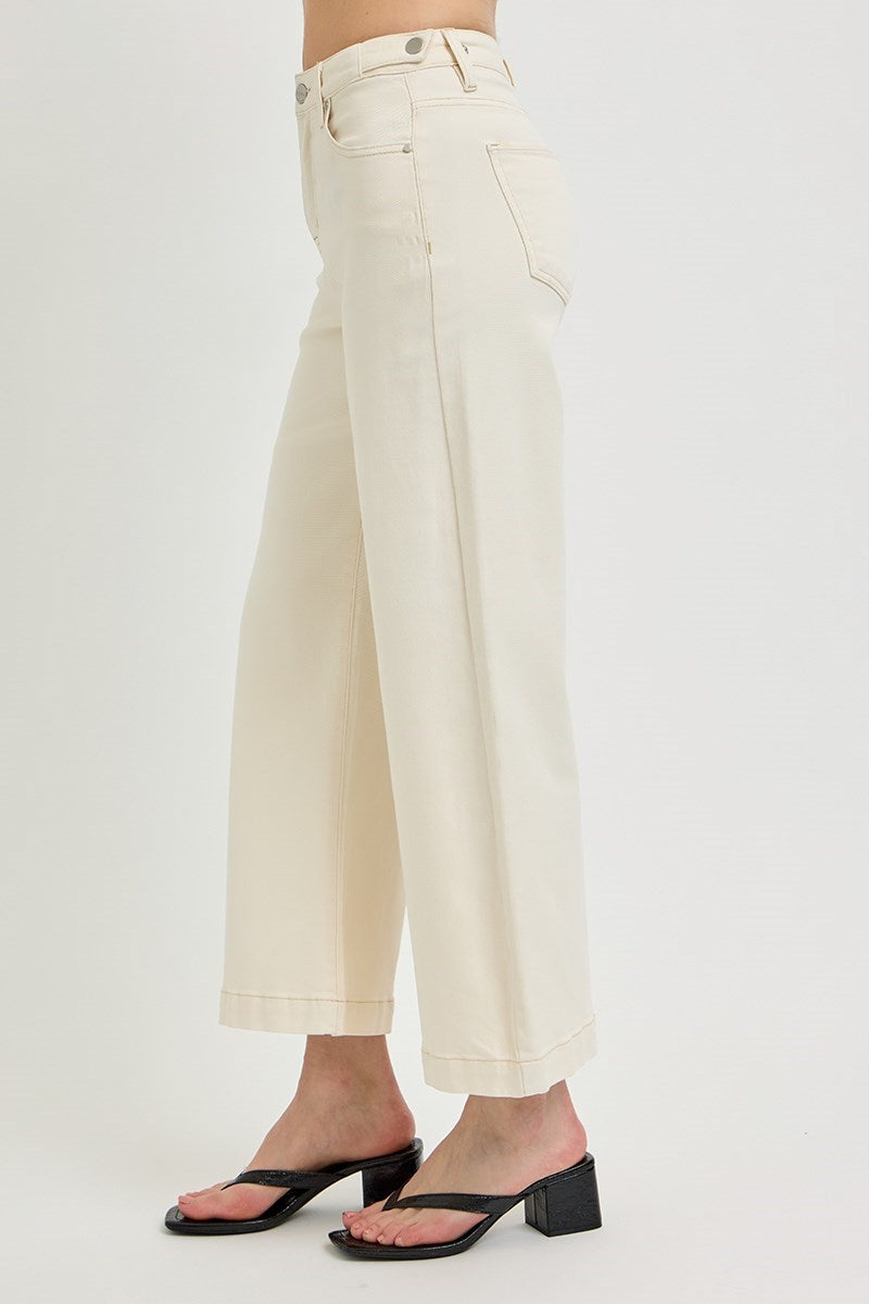 Risen High Rise Crop Wide Adjustable WB Pants-Stretchy