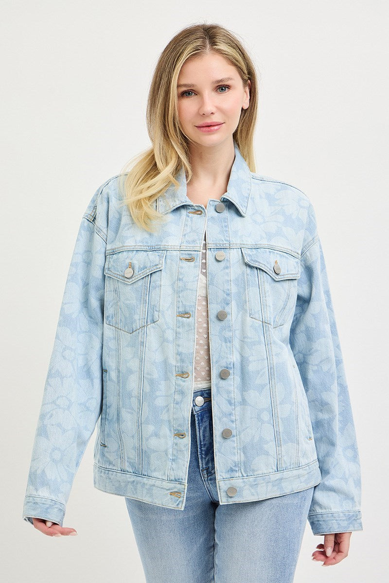 Flower Print Denim Jacket