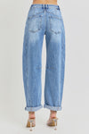 High Rise Boyfriend cuffed Barrel Jean