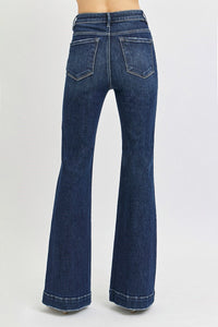 High Rise Flare Patch Pocket Jeans