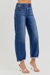 High Rise Boyfriend Cuffed Barrel Jeans