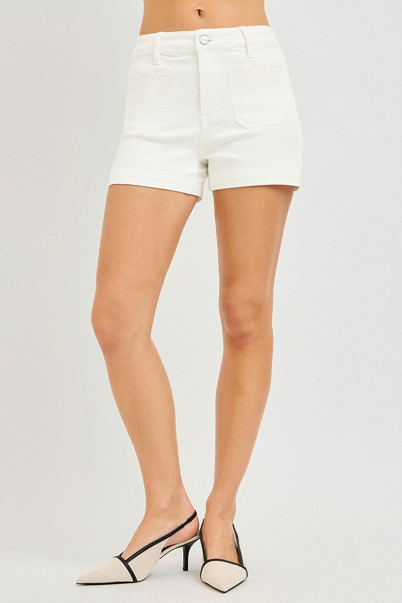 Risen Cream Shorts with Eyelet Detail