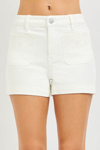 Risen Cream Shorts with Eyelet Detail