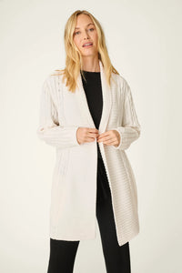PJ Salvage Cozy Chenille Cable Knit Long Ivory Cardigan