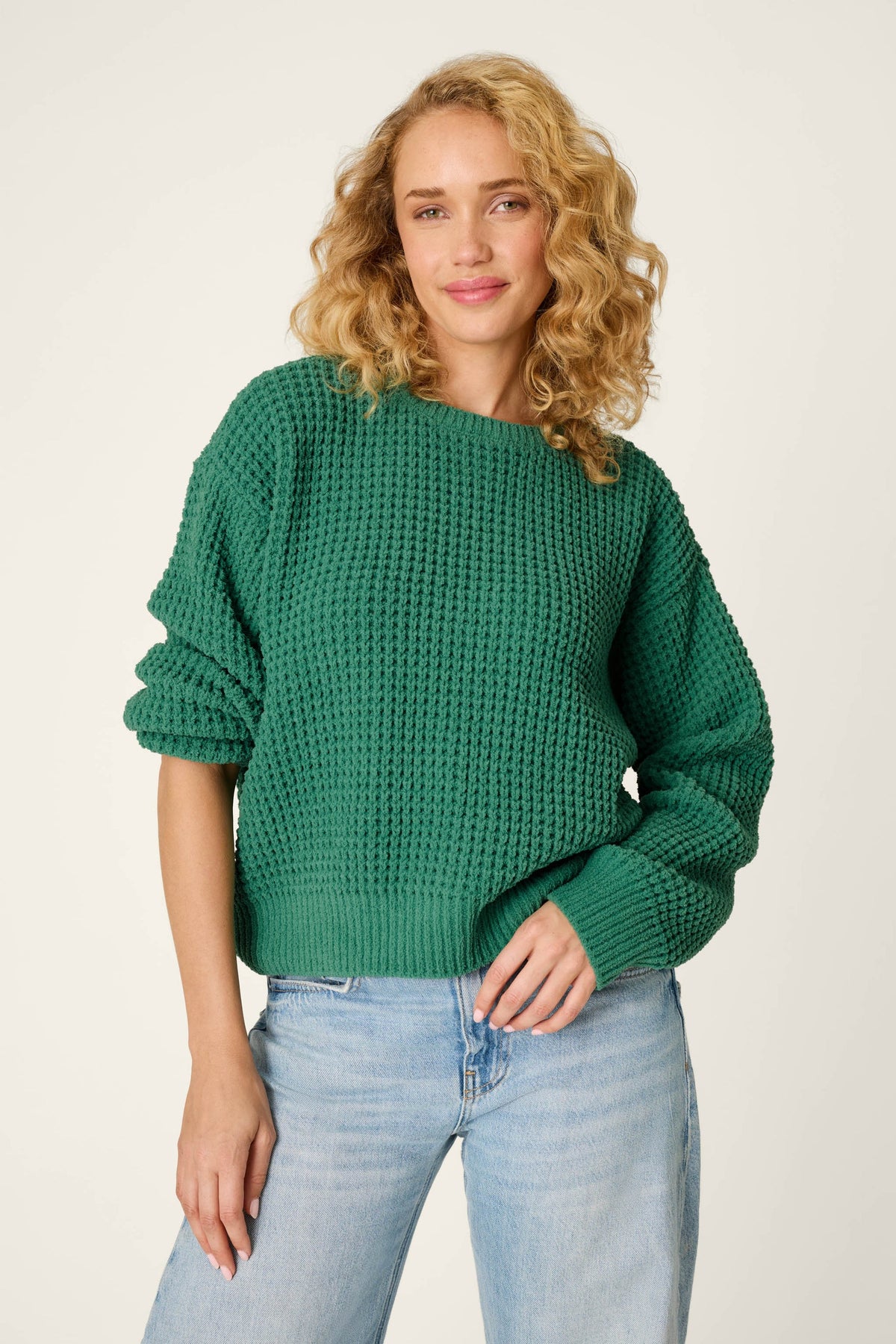 PJ Salvage Long Sleeve Cozy Chenille Waffle Top
