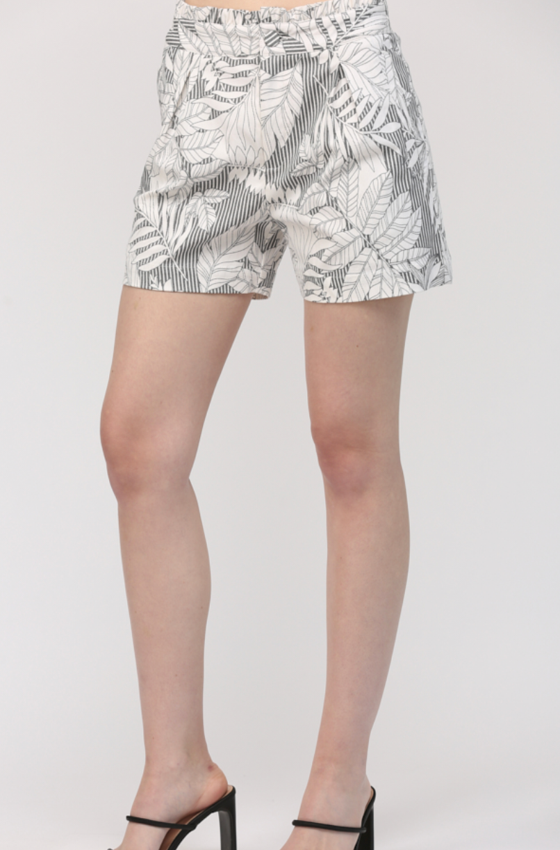 leaf print shorts