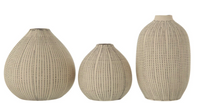 Stoneware Textured Vases, Set of 3