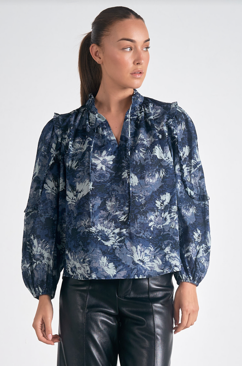 Longsleeve Peasant Floral Blouse