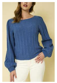 RIBBED POINTELLE BUBBLE SWEATER