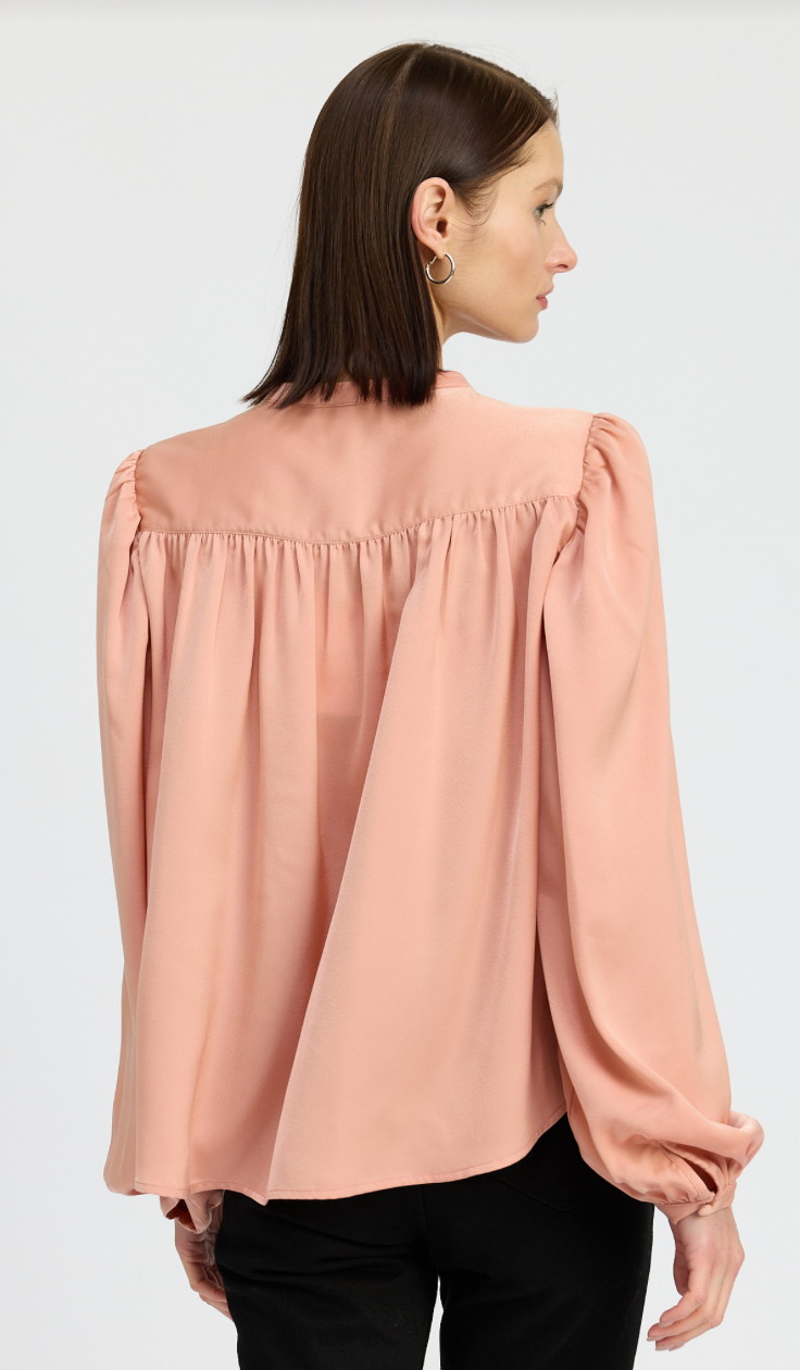 Annette satin long sleeve blouse