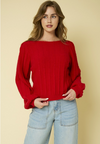 RIBBED POINTELLE BUBBLE SWEATER