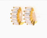 Bling Baguette Huggie Hoops