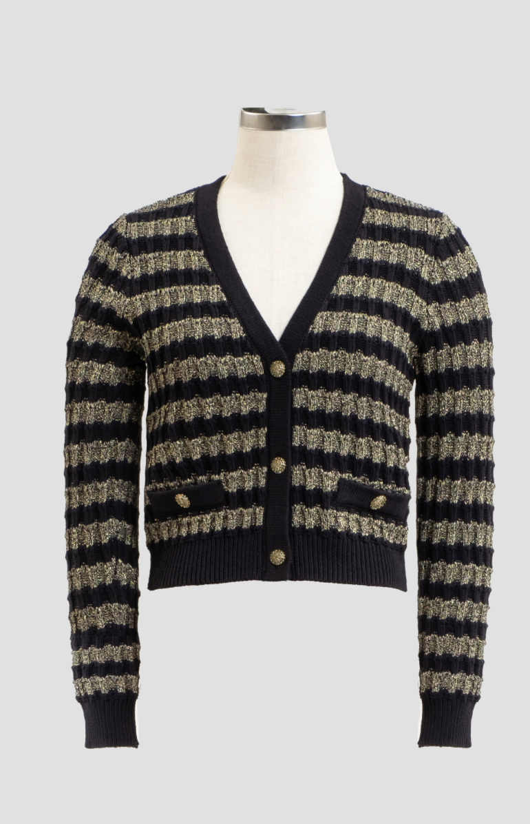 Button Front Striped Cardigan Sweater