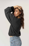The JUSTINA BRUSHED THERMAL V-NECK PULLOVER